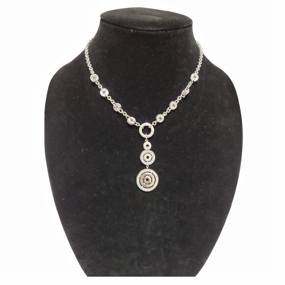 Silver Circles Necklace Pendants Genuine 925 Silver Casual Jewelry Accessories - Picture 1 of 9